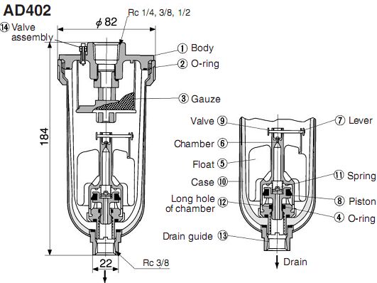 SMC自動(dòng)排水器 AD402排水器